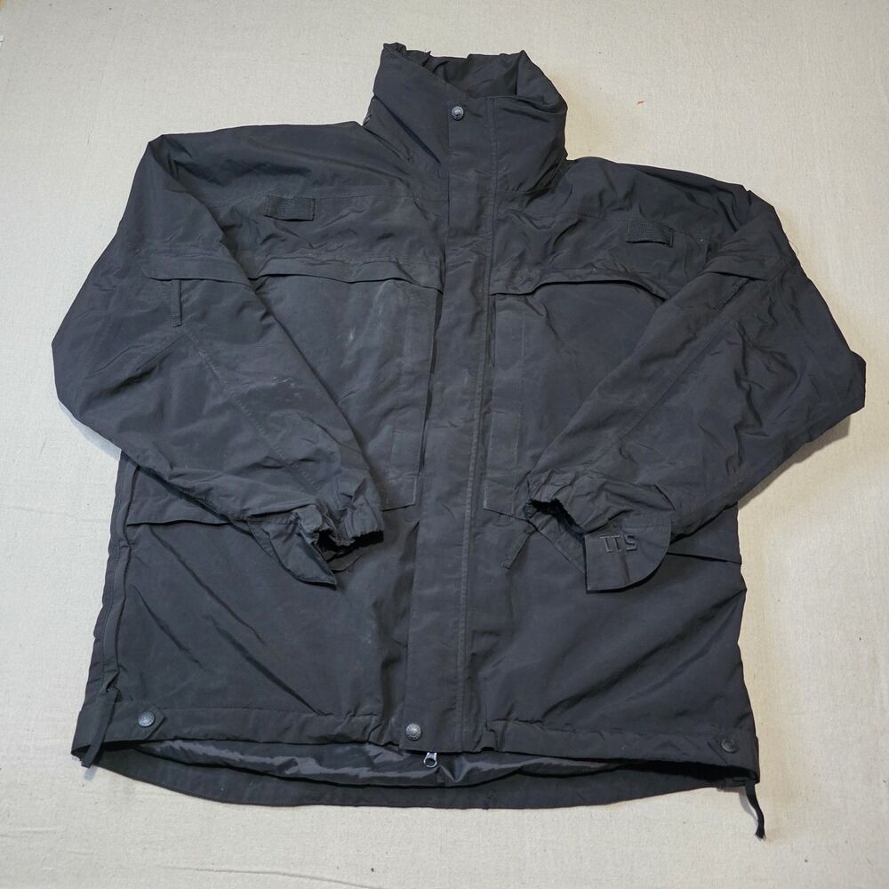 5.11 Tactical Series Parka Jacket Mens Large Black Nylon Hooded 48001 Outdoor